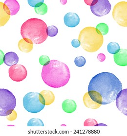 Seamless pattern. Watercolor vector abstract background. Round brushstrokes.