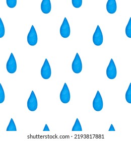 Patrón sin foco con gotas de agua acuáticas. Lluvia. Para imprimir papel envolvente, papel pintado, embalaje, tela. Ilustración vectorial dibujada a mano.