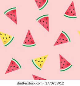 Seamless pattern with watercolor watermelon