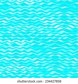 Seamless pattern of watercolor waves. Light watercolour waves on blue background.