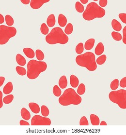 seamless pattern of  watercolour animal footprints. silhouette of a paw print. Vector Illustration. Elegant template for fashion prints