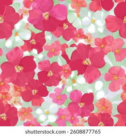 seamless pattern with watercolour  pink flowers