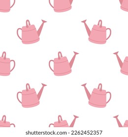 patrón transparente de lata de riego, elementos decorativos sobre fondo blanco, diseño vectorial de verano colorido en estilo plano, utilizado para impresión, papel tapizado, tela, textil, papel envolvente