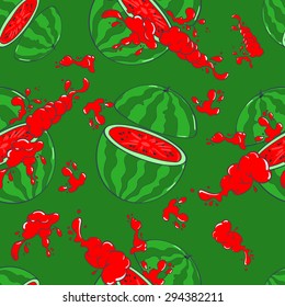 Seamless pattern with watermelon