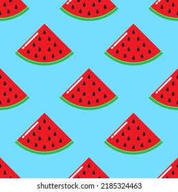 Seamless pattern watermelon with a background blue