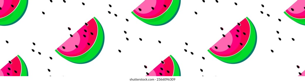 Seamless pattern with watermelon. Bright decorative border.
