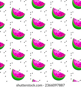 Seamless pattern with watermelon.	Bright decorative background.