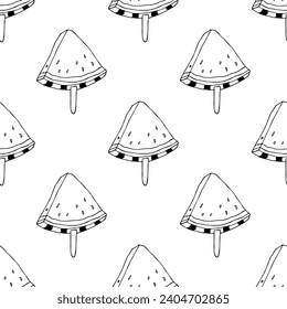Seamless pattern with watermelon doodle for decorative print, wrapping paper, greeting cards, wallpaper and fabric