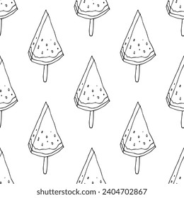 Seamless pattern with watermelon doodle for decorative print, wrapping paper, greeting cards, wallpaper and fabric