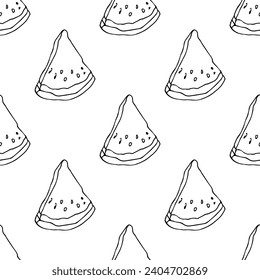 Patrón sin soldadura con doodle de sandía para impresión decorativa, papel de envoltura, tarjetas de felicitación, papel de pared y tela