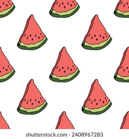 Seamless pattern with watermelon doodle for decorative print, wrapping paper, greeting cards, wallpaper and fabric
