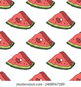 Seamless pattern with watermelon doodle for decorative print, wrapping paper, greeting cards, wallpaper and fabric