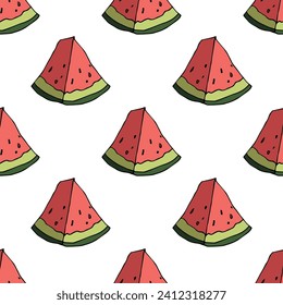 Patrón sin soldadura con doodle de sandía para impresión decorativa, papel de envoltura, tarjetas de felicitación, papel de pared y tela