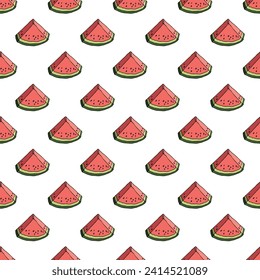 Patrón sin soldadura con doodle de sandía para impresión decorativa, papel de envoltura, tarjetas de felicitación, papel de pared y tela