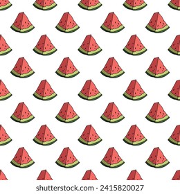 Seamless pattern with watermelon doodle for decorative print, wrapping paper, greeting cards, wallpaper and fabric