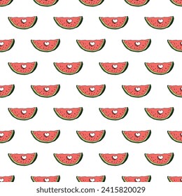 Patrón sin soldadura con doodle de sandía para impresión decorativa, papel de envoltura, tarjetas de felicitación, papel de pared y tela