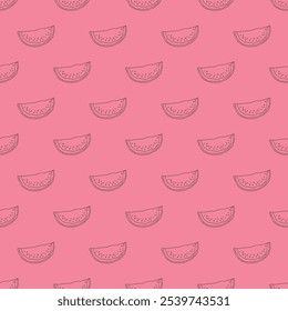 Padrão sem costura com doodle de melancia para impressão decorativa, papel de embrulho, cartões de saudação, papel de parede e tecido