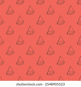 Seamless pattern with watermelon doodle for decorative print, wrapping paper, greeting cards, wallpaper and fabric