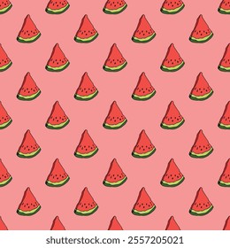 Seamless pattern with watermelon doodle for decorative print, wrapping paper, greeting cards, wallpaper and fabric