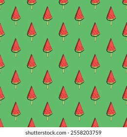 Seamless pattern with watermelon doodle for decorative print, wrapping paper, greeting cards, wallpaper and fabric
