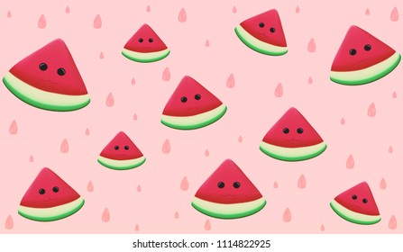 Seamless pattern of watermelon fruit pieces.and sweet colorful and lively piece of watermelon and used as the background.