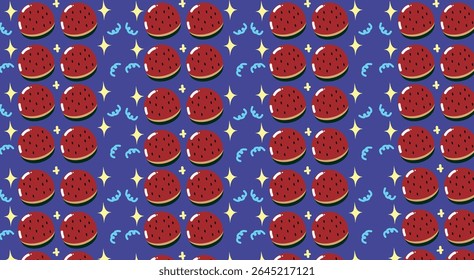 Seamless Pattern Watermelon Fruit Summer Vibes With Cute Decoration