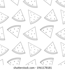 Seamless pattern watermelon graphics black and white coloring vector illustration	