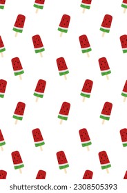 Seamless pattern with watermelon ice cream.Eps 10 vector.