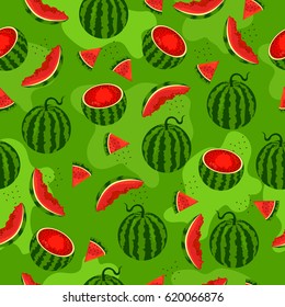 Seamless pattern with watermelon. Juicy background.