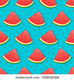 seamless pattern with watermelon on blue background. vector illustration - eps 8