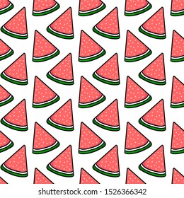 Seamless pattern with watermelon on a white background.