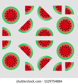 Seamless pattern with watermelon on a white background