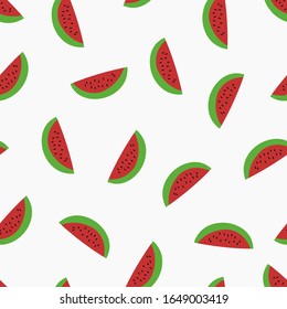 Seamless pattern with watermelon on a white background. Vector illustration.
