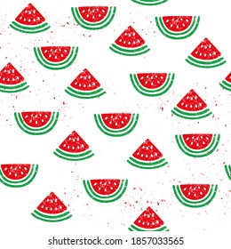 Seamless pattern with watermelon on white background