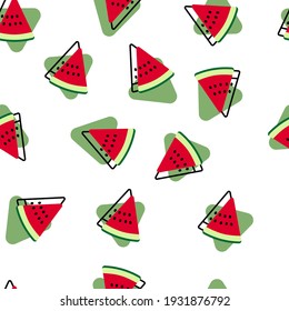 patrón ininterrumpido de sandía sobre fondo blanco con colores rojo y verde