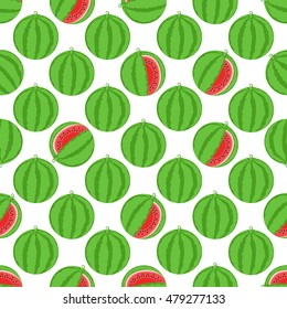 Seamless pattern. Watermelon on white background. Vector illustration.