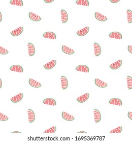 Seamless Pattern of Watermelon Piece Design on White Background