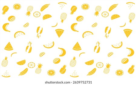 Seamless pattern of watermelon, pineapple, and tropical fruits – flat vector