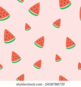 Seamless pattern with watermelon. Watermelon Slice. Cute minimalistic pattern. Template pattern for textiles and packaging. 