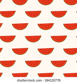 Seamless pattern with watermelon slice segments. Vector illustration.
