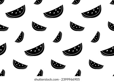 Seamless pattern with watermelon slice silhouette vector