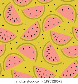 Seamless pattern with watermelon slices