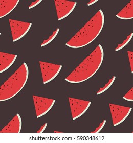 Seamless pattern with watermelon slices