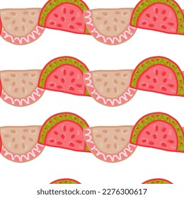 Seamless pattern with watermelon slices. Cute fruit backdrop. Food design for fabric, textile print, wrapping, cover. Vector illustration