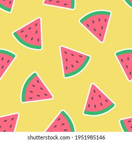 Seamless pattern with watermelon slices. Hand drawn vector background. Design elements for prints, paper, textile, fabric, children background
