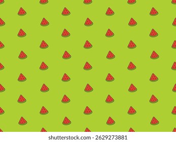 Seamless pattern of watermelon slices on bright green background. Perfect for summer designs and backgrounds. vector art