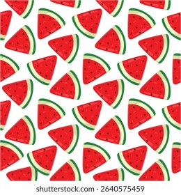 Seamless pattern with watermelon slices on a white background.