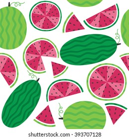 seamless pattern with watermelon slices on a white background