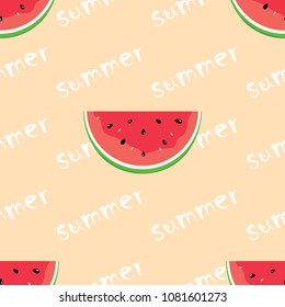 seamless pattern with watermelon slices. Summer fresh fruit background.
