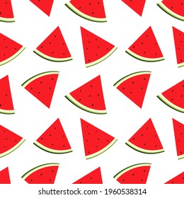 Seamless pattern watermelon slices summer fruit vector illustration